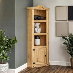 Corner Solid Pine Bookcase Rustic Distressed - thumbnail 5