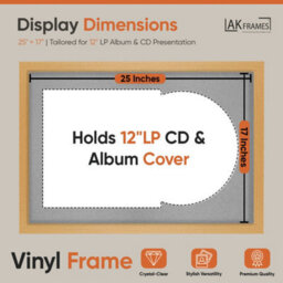 "AK Frames 25X17"" Country Pine Modern Vinyl Record Frame With Silver Mount For 12 Inch Lp Cover & Disc - Overlapped Design" - thumbnail 2