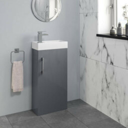 Affine Modern Bathroom Toilet & Basin Sink Vanity Unit Furniture 900mm Gloss Grey - thumbnail 4