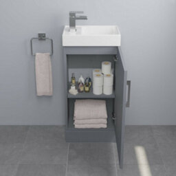 Affine Modern Bathroom Toilet & Basin Sink Vanity Unit Furniture 900mm Gloss Grey - thumbnail 5