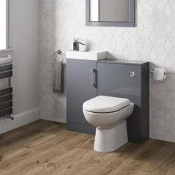 Affine Modern Bathroom Toilet & Basin Sink Vanity Unit Furniture 900mm Gloss Grey - thumbnail 2