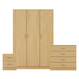 Lassic Vida Designs Riano 3 Piece Bedroom Set (2 Drawer Bedside Chest, 4 Drawer Chest, 3 Door Wardrobe), Pine - thumbnail 8
