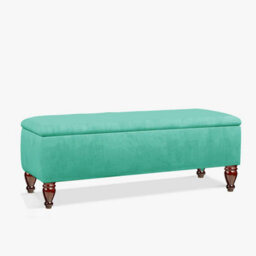 Lisbon Plain 90Cm Ottoman Storage Bench - Plush Velvet Shoe Bench - Teal Upholstery Footstool With Storage