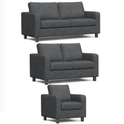 Furnishings For Less UK York Grey Turin Fabric 3 Piece Sofa Suite 3 Seater, 2 Seater And Armchair - thumbnail 1