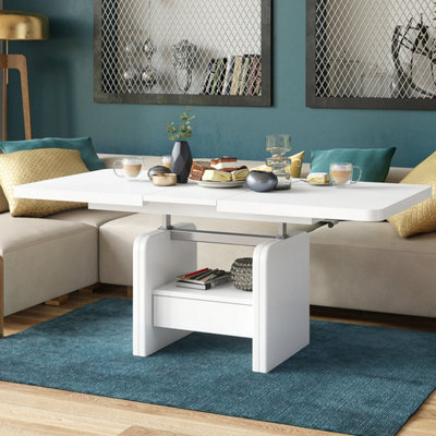 Heze Furniture Lotta 2 In 1 Extending Coffee / Dining Table 120-180Cm - White - image 1
