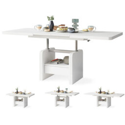 Heze Furniture Lotta 2 In 1 Extending Coffee / Dining Table 120-180Cm - White - thumbnail 2