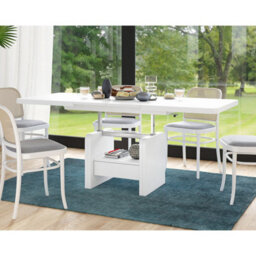 Heze Furniture Lotta 2 In 1 Extending Coffee / Dining Table 120-180Cm - White - thumbnail 3