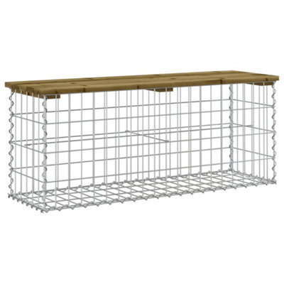 Berkfield Rustic Garden Bench Gabion Design 103X31.5X42 Cm Impregnated Wood Pine - image 1