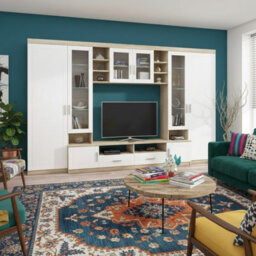 Paris Living Room Wall Unit Sonoma White With Led Lighting - thumbnail 2