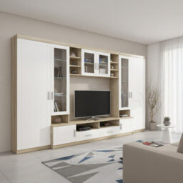 Paris Living Room Wall Unit Sonoma White With Led Lighting