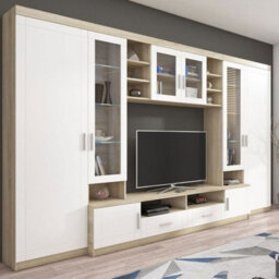 Paris Living Room Wall Unit Sonoma White With Led Lighting - thumbnail 3
