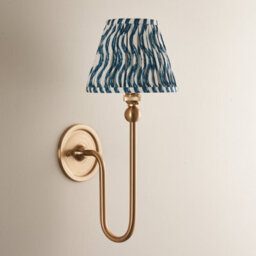 Loops Stylish 2 Pack Dimmable Wall Lights With Aged Brass And Marlin Blue Shades - thumbnail 3