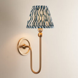 Loops Stylish 2 Pack Dimmable Wall Lights With Aged Brass And Marlin Blue Shades - thumbnail 2