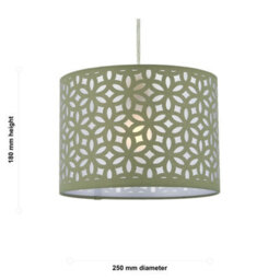First Choice Lighting Set Of 2 Sage Green Laser Cut 25Cm Pendant Lightshades - thumbnail 6