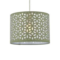 First Choice Lighting Set Of 2 Sage Green Laser Cut 25Cm Pendant Lightshades - thumbnail 2