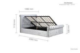 Birlea Sienna Small Double Ottoman Bed In Steel Crushed Velvet - thumbnail 9