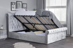 Birlea Sienna Small Double Ottoman Bed In Steel Crushed Velvet - thumbnail 2