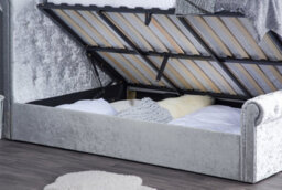 Birlea Sienna Small Double Ottoman Bed In Steel Crushed Velvet - thumbnail 3