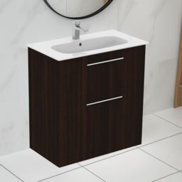 Ideal Standard I.life A Matt Coffee Brown Oak Effect Freestanding Vanity Unit & Basin Set With 2 Aluminium Handle (W)840mm (H)853mm - thumbnail 2