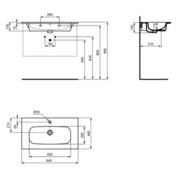 Ideal Standard I.life A Matt Coffee Brown Oak Effect Freestanding Vanity Unit & Basin Set With 2 Aluminium Handle (W)840mm (H)853mm - thumbnail 8