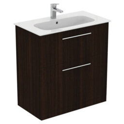 Ideal Standard I.life A Matt Coffee Brown Oak Effect Freestanding Vanity Unit & Basin Set With 2 Aluminium Handle (W)840mm (H)853mm