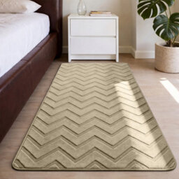 Moonlight Bedding Beige Chevron Rug 80X150Cm, Washable Non-Slip Soft High Low Pile Living Room Carpet - thumbnail 6