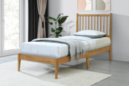 Save On Goods UK 3Ft Single Oak Finish Wood Bed Wooden Frame Bedstead. Solid Wood, Spindle Style - thumbnail 1