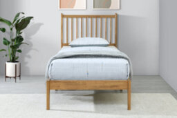 Save On Goods UK 3Ft Single Oak Finish Wood Bed Wooden Frame Bedstead. Solid Wood, Spindle Style - thumbnail 2
