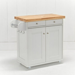 LPD Portland White & Oak Kitchen Island - Elegant Storage With Solid Wood Worktop - thumbnail 3