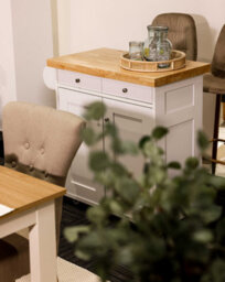 LPD Portland White & Oak Kitchen Island - Elegant Storage With Solid Wood Worktop - thumbnail 4