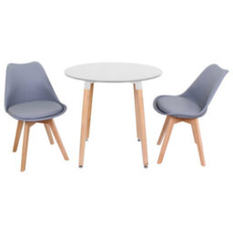 Life Interiors Halo Round Dining Set With White 80 Cm Table And Set Of 2 Grey Lorenzo Dining Chairs - thumbnail 2