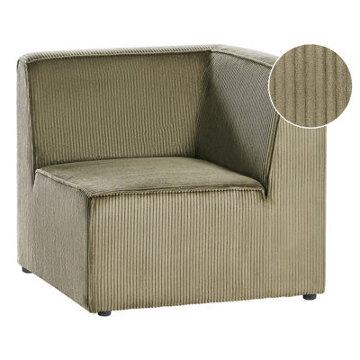 Beliani Corner Seat Lemvig Corduroy Green Right Hand - image 1