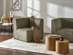 Beliani Corner Seat Lemvig Corduroy Green Right Hand - thumbnail 2