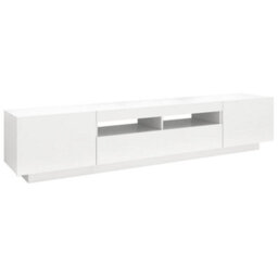 Berkfield Tv Cabinet With Led Lights White 200X35X40 Cm - thumbnail 7