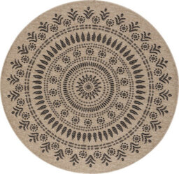 Livabliss Encore Enc2304 Cottage Tan Black Indoor & Outdoor Round Rug 160 X 160 Cm