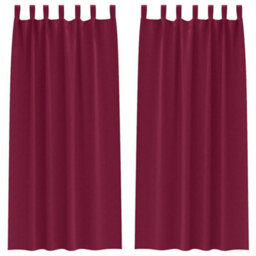 Berkfield Curtains With Curtains 2 Pcs Wine Red Polyester - thumbnail 2