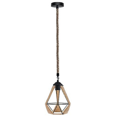 Vintage Hemp Rope  Ceiling Light, E27 Retro Metal Hanging Ceiling Lamp, Bedroom, Kitchen, Cafe Bar - image 1