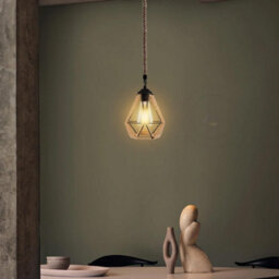 Vintage Hemp Rope  Ceiling Light, E27 Retro Metal Hanging Ceiling Lamp, Bedroom, Kitchen, Cafe Bar - thumbnail 5