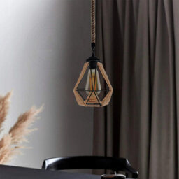 Vintage Hemp Rope  Ceiling Light, E27 Retro Metal Hanging Ceiling Lamp, Bedroom, Kitchen, Cafe Bar - thumbnail 4
