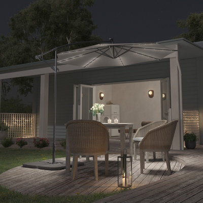 Breeins 3M Black Crank Tilt With Led Light Outdoor Swing Patio Umbrella Parasol For Beach Backyard With Square Base - image 1