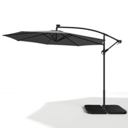 Breeins 3M Black Crank Tilt With Led Light Outdoor Swing Patio Umbrella Parasol For Beach Backyard With Square Base - thumbnail 4
