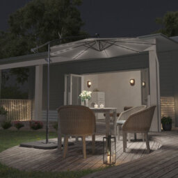 Breeins 3M Black Crank Tilt With Led Light Outdoor Swing Patio Umbrella Parasol For Beach Backyard With Square Base - thumbnail 1