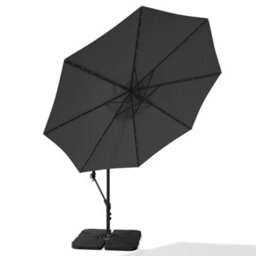 Breeins 3M Black Crank Tilt With Led Light Outdoor Swing Patio Umbrella Parasol For Beach Backyard With Square Base - thumbnail 3