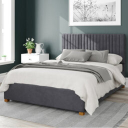 Aspire Grant Fabric Ottoman Bed, Plush Velvet Fabric, Steel, Double - thumbnail 1