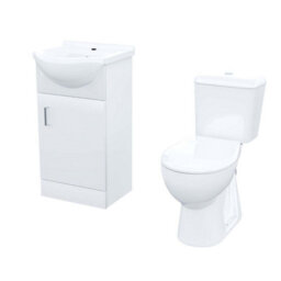 Nes Home Suite Set Of 450mm White Basin Vanity And Close Coupled Toilet - thumbnail 4