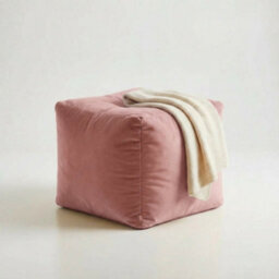 Kosi Atelier Kosiatelier Bean Bag Velvet Footstool Ottomona Cube Pouf Chair Pouffe, Polystyrene Beads Filled - English Rose, 55Cm X 55Cm X 55Cm - thumbnail 3