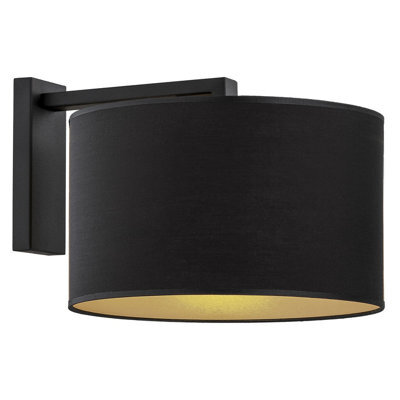 Luminosa Lighting Luminosa Karin Wall Lamp With Shade Black With Golden Mean, Black Structure