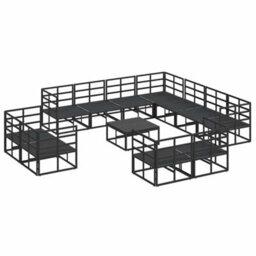 Berkfield Modern Garden Sofa Set With Cushion 12 Pcs Black Aluminium - thumbnail 6