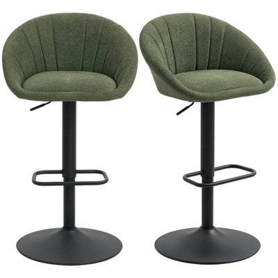 Swivel Bar Stools Set Of 2 Height Adjustable Bar Chairs Dark Green - image 1