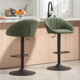 Swivel Bar Stools Set Of 2 Height Adjustable Bar Chairs Dark Green - thumbnail 5